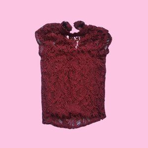Maroon Laced Short Sleeved top